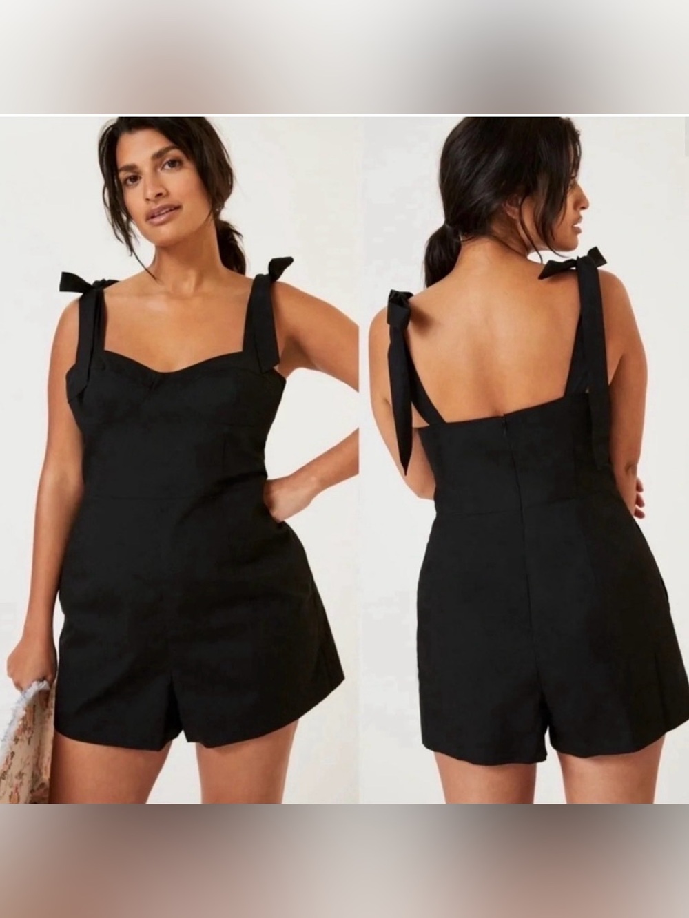 NWT Anthropologie Hutch Black Tie-Shoulder/Halter Romper